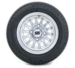 Show details for 10” GTW Medusa Silver and Machined Wheels with Fusion Street Tires – Set of 4 Picture of 10” GTW Medusa Silver and Machined Wheels with Fusion Street Tires – Set of 4