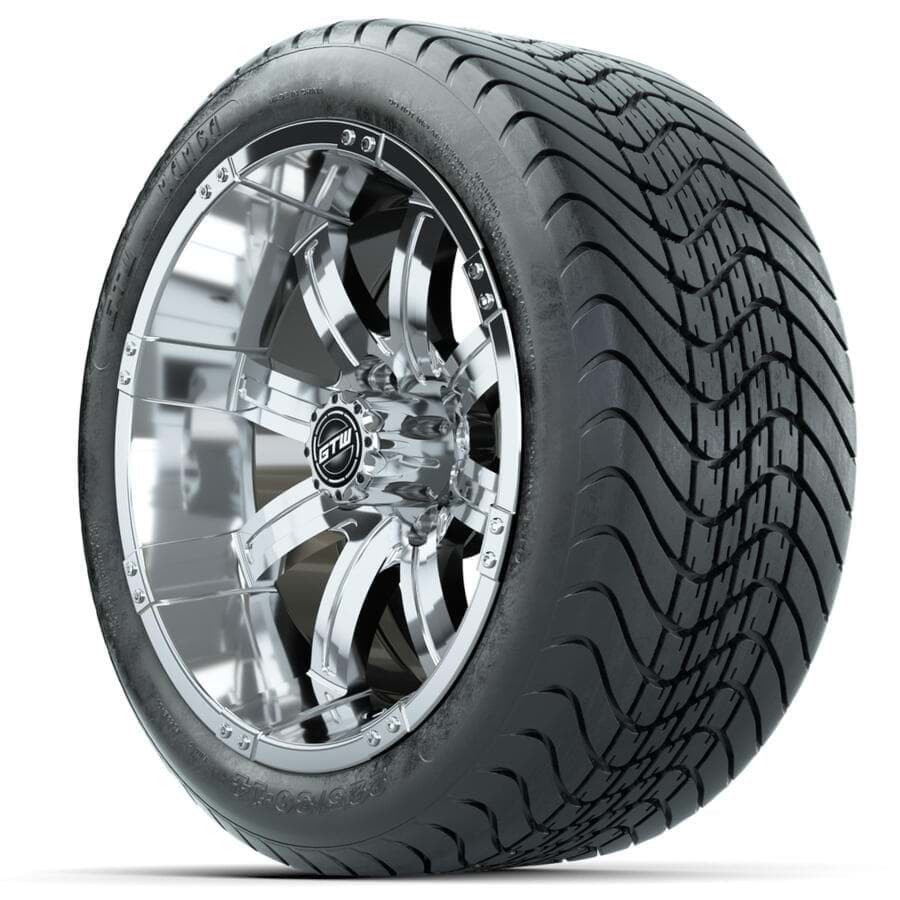 Picture of Set of (4)14” GTW Tempest Chrome Wheels with Mamba Street Tires –