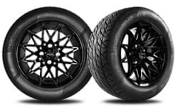 Picture of 12” Solid gloss black Athena wheel with 205/40-R12 SBR tire