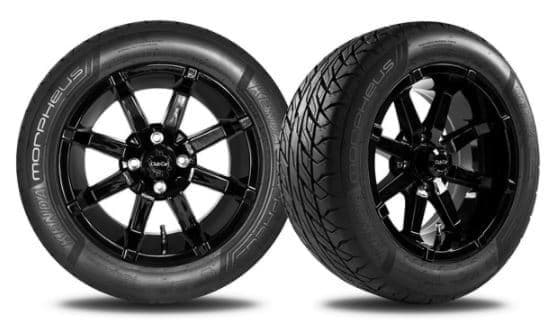 Picture of 14" Black chrome Aerion wheel with 215/50R14 steel-belted radial morpheus tire