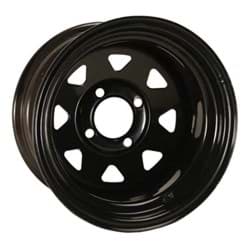 Picture of Steel, 12x7 Glossy Black Spoke Wheel With 3+4 Offset.